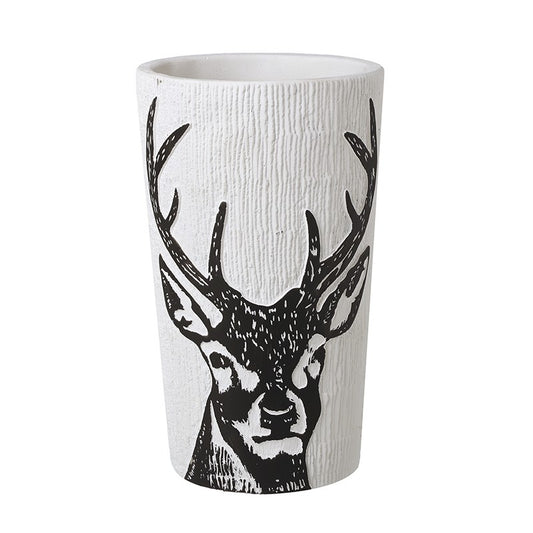 White & Black Stag Design Vase