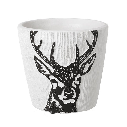 White & Black Stag Design Large Planter