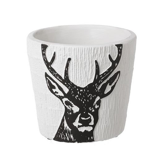 White & Black Stag Design Small Planter