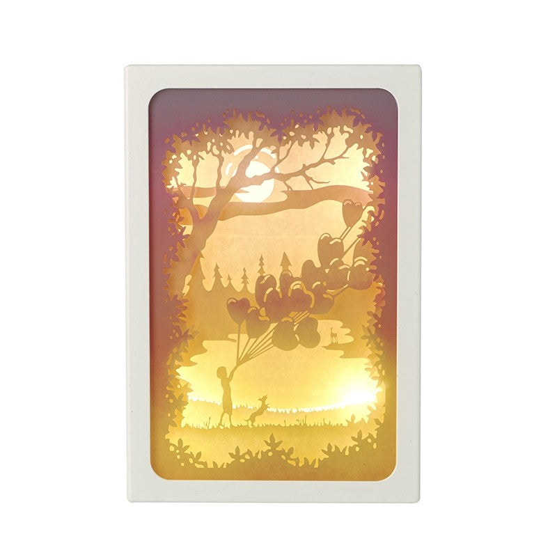 Forest Twilight Girl with Balloon Scene Light Up