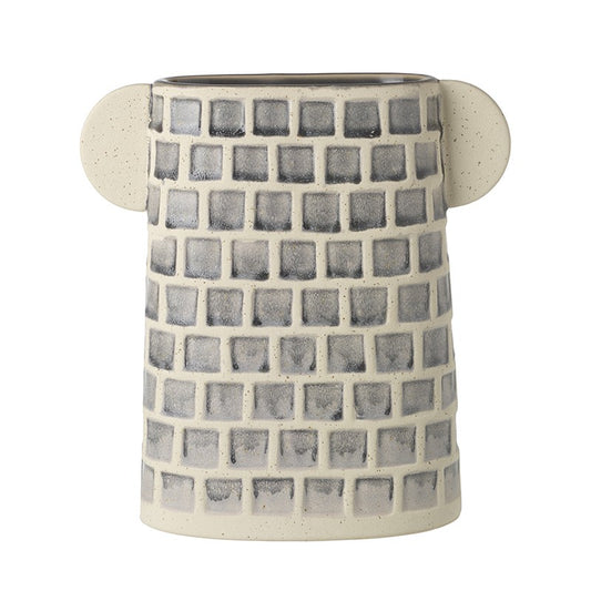 Dark Grey Square Patterned Vase