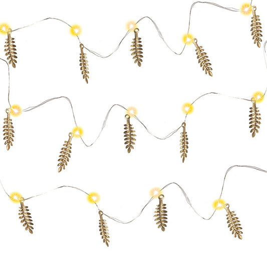 Light Up Metal Leaf Led Gold String Lights