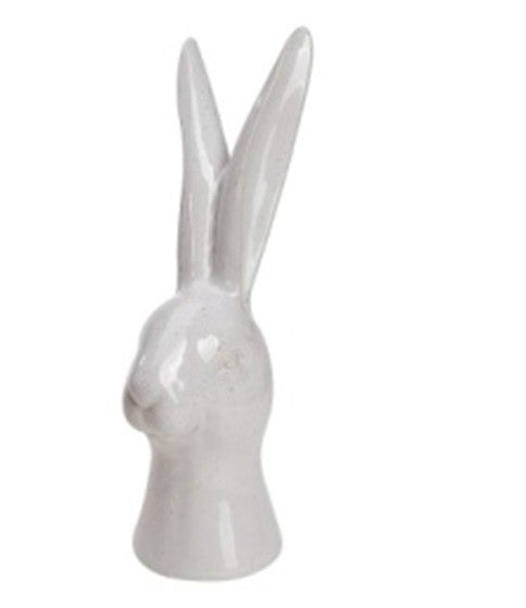 Large Neutral Porcelain Rabbit Head Decoration
