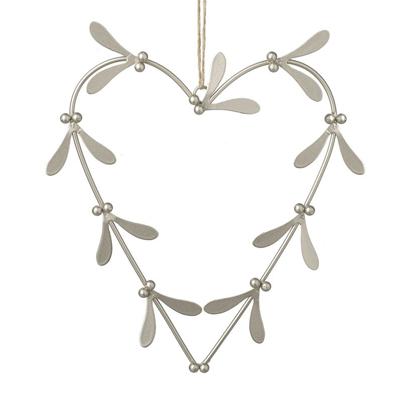 22cm Metal Mistletoe Heart