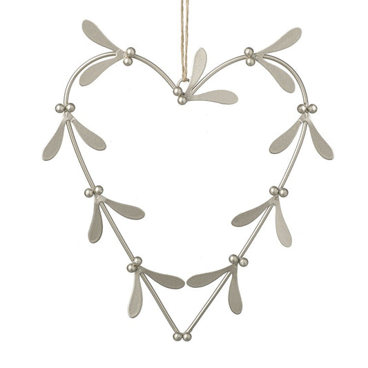 22cm Metal Mistletoe Heart