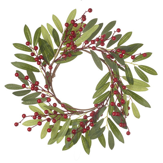 Red Berries And Green Leaves Wreath