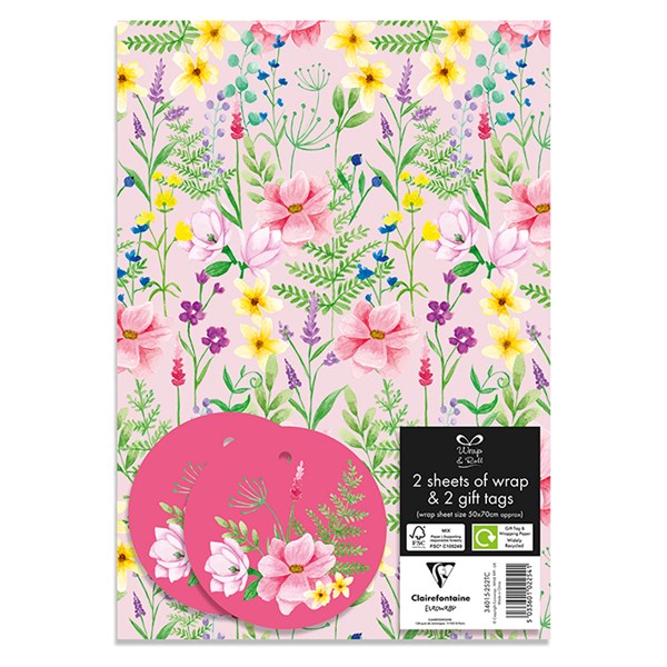 Occasions Wrap Pretty Floral (2 Sheet, 2 Tags)