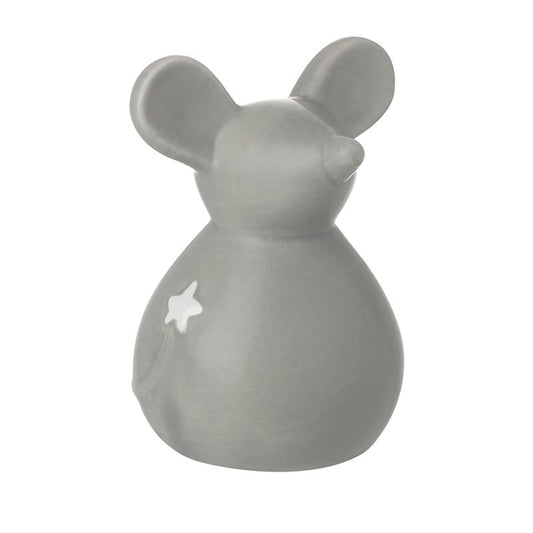 Medium Ceramic Standing Mouse Matt Grey 10.5cm