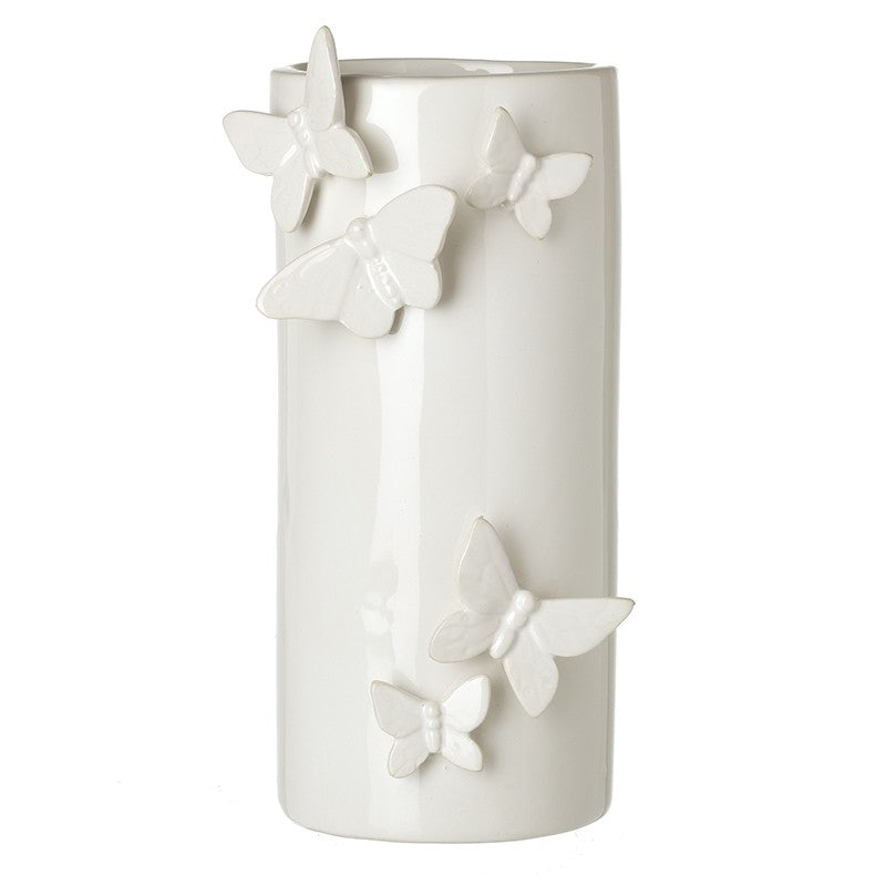 Large White Butterfly Vase 27cm