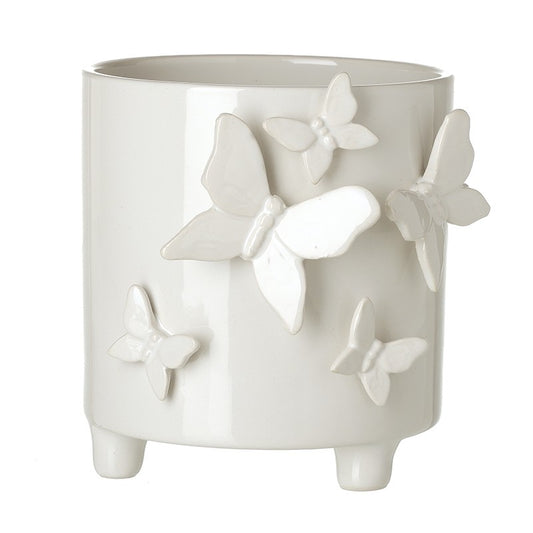 Small White Ceramic Butterfly Pot