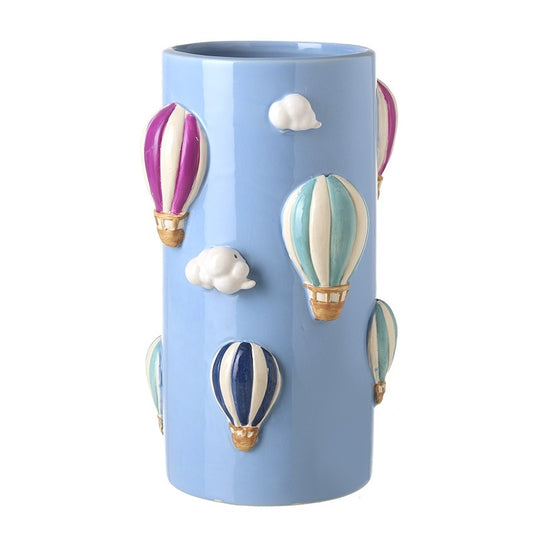 Hot Air Balloon Blue Ceramic Vase 26cm