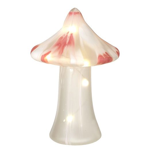 15cm Light Up Glass Mushroom Decoration