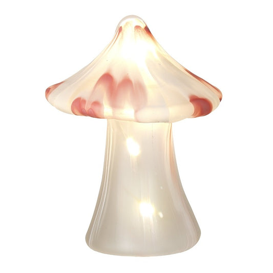 10.5cm Light Up Glass Toadstool Decoration