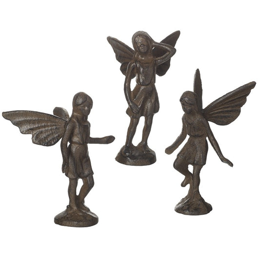 Set of 3 Standing Iron Fairy Decoration