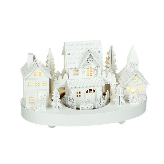 Wooden House W/Rotating Train