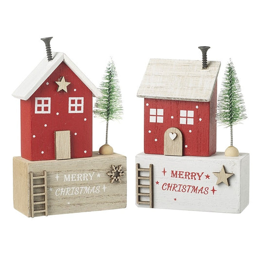 Merry Christmas House Wooden Plaque