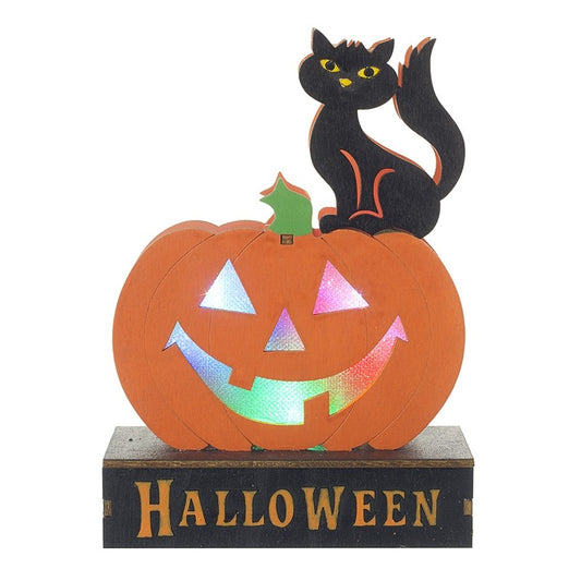 Light Up Pumpkin & Cat Sign