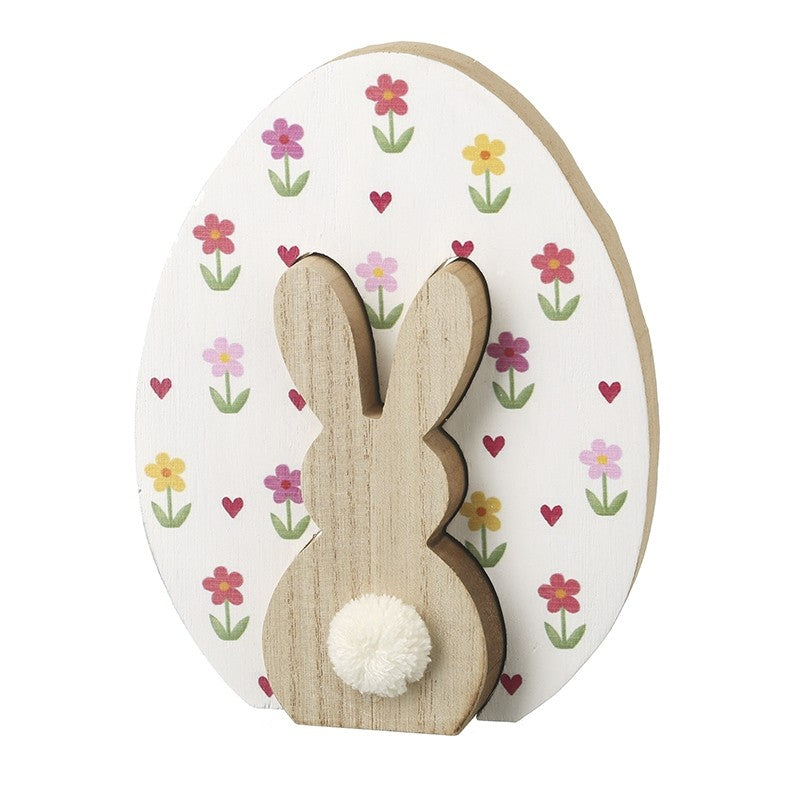 Wooden Egg And Rabbit Decoration