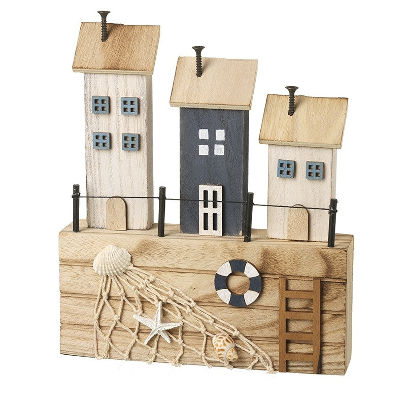 Wooden Seaside Houses Scene
