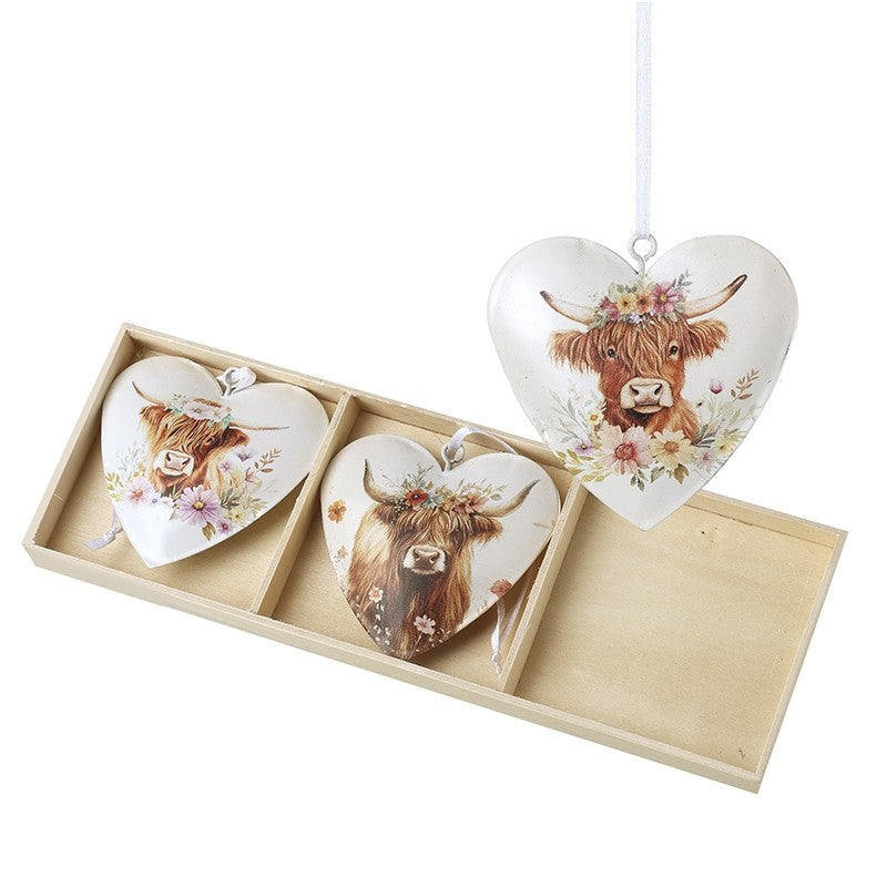 Highland Cow Wooden Hanging Decs Set of 6
