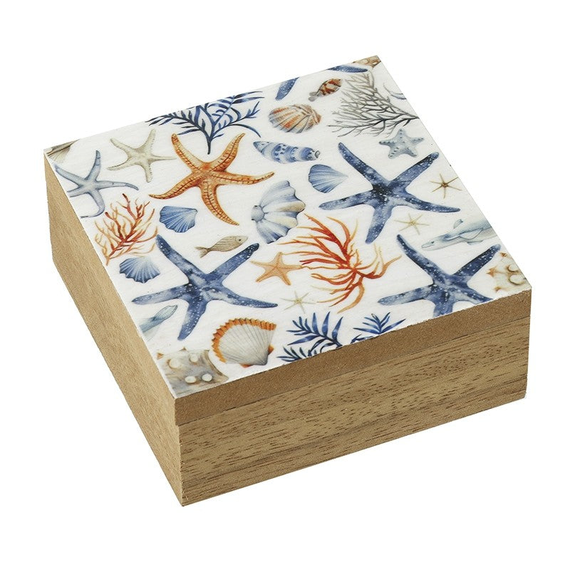 Starfish Print Wooden Trinket Box