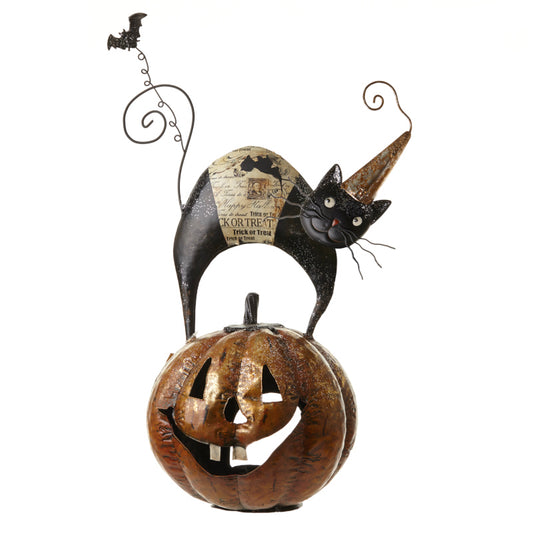 Spooky Cat on Pumpkin Decoration