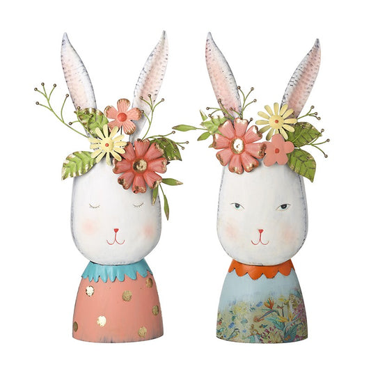 Single Large Rabbit Head With Flowers
