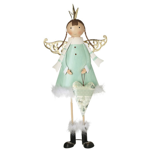 Metal Carol Singer Angel Holding Heart