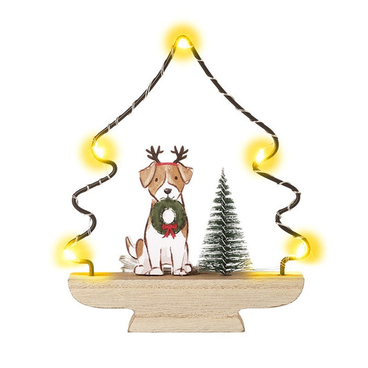 Light Up Tree With Dog Decoration