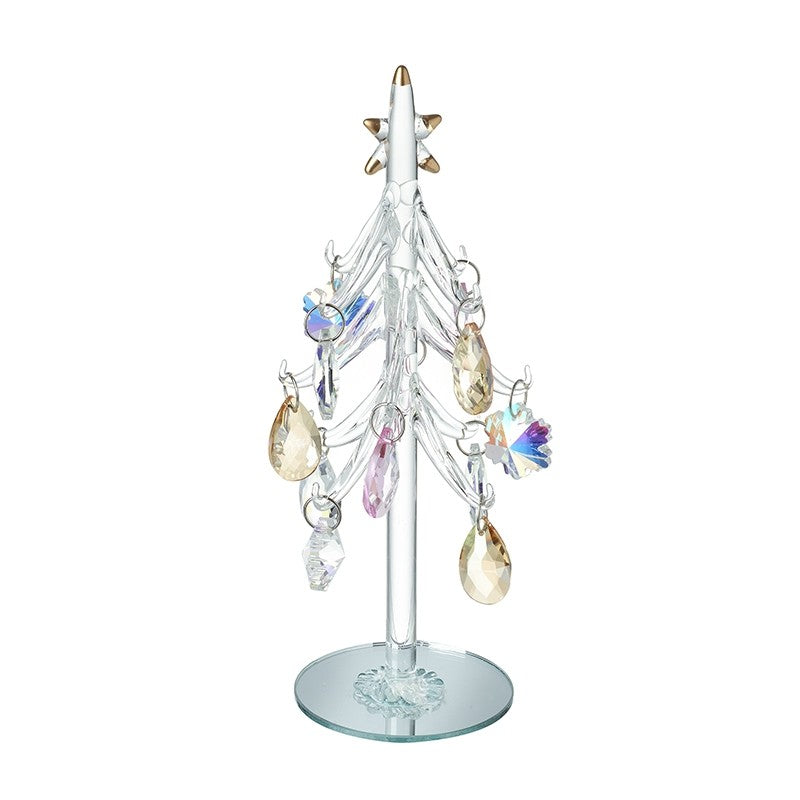 Glass Xmas Tree with Colour crystal Droplet Baubles