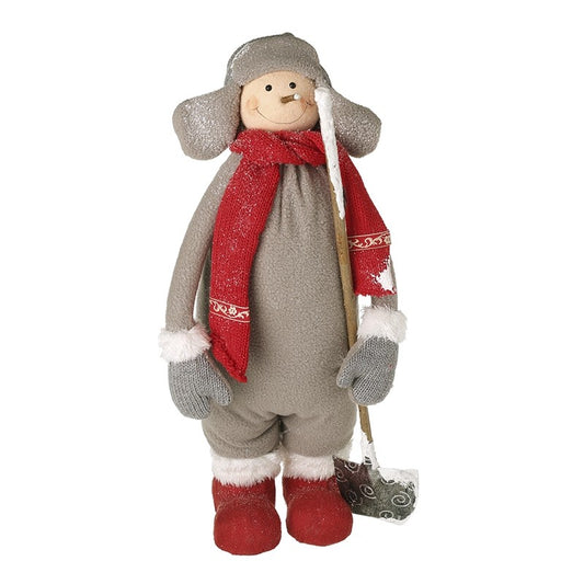 44cm Boy In Grey Suit With Snow Shovel