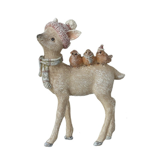 Standing Baby Deer With Birds