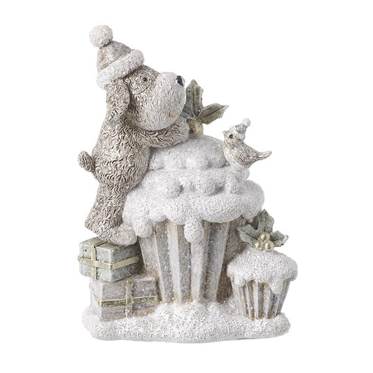 Dog With Cupcakes Snow Scene