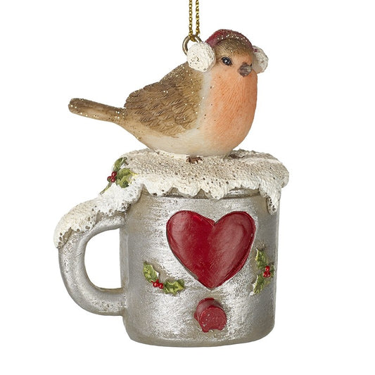 Hanging Bird On Heart Mug