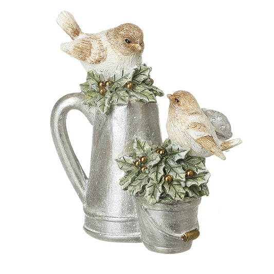Resin Birds On Jug & Bucket