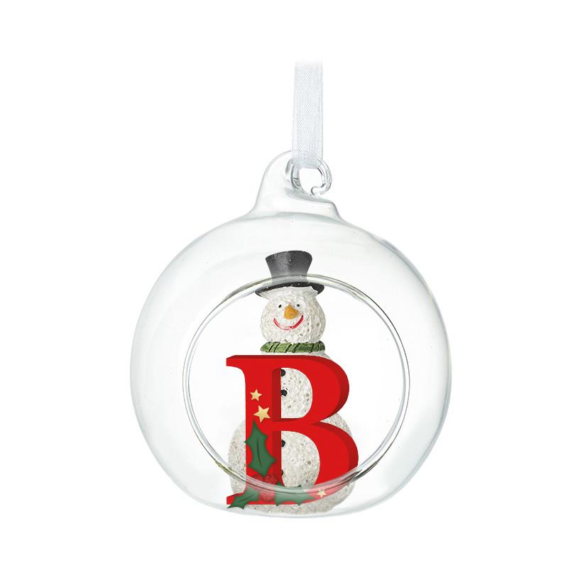 Glass Personal Snowman Bauble - Select your Letter - Perfect for Gifting