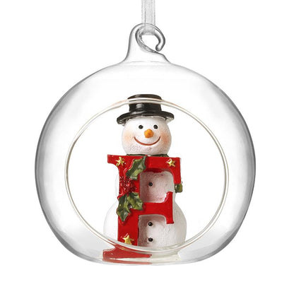 Glass Personal Snowman Bauble - Select your Letter - Perfect for Gifting