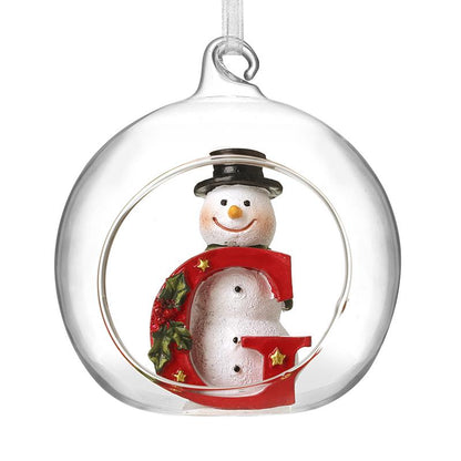 Glass Personal Snowman Bauble - Select your Letter - Perfect for Gifting