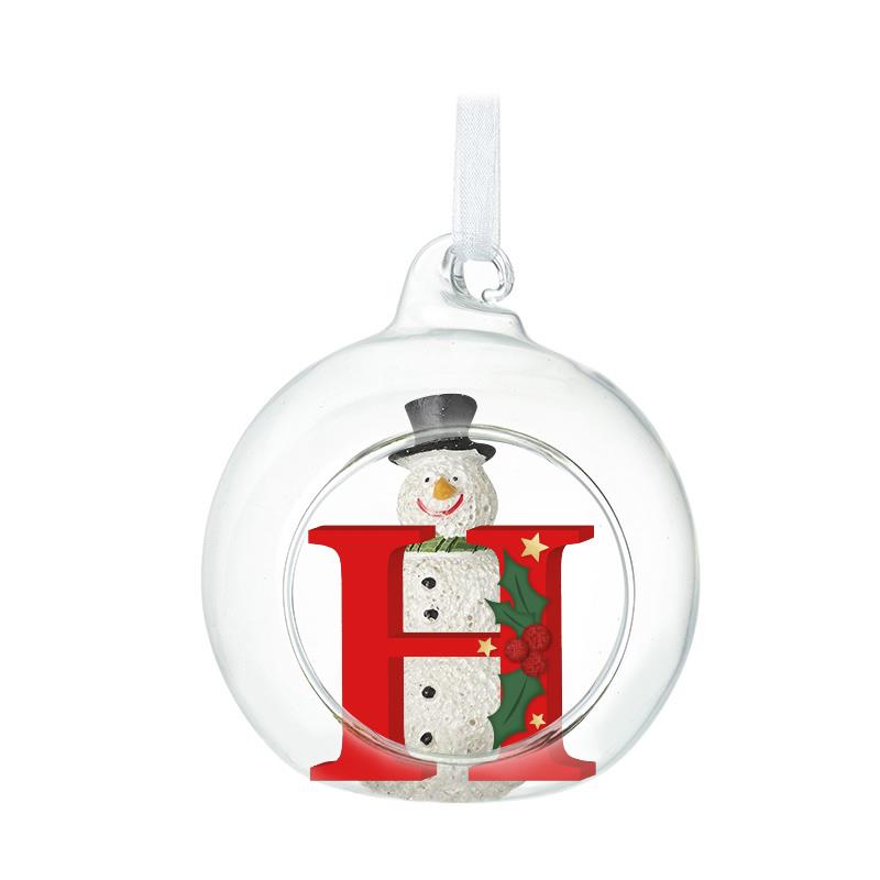 Glass Personal Snowman Bauble - Select your Letter - Perfect for Gifting