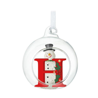 Glass Personal Snowman Bauble - Select your Letter - Perfect for Gifting