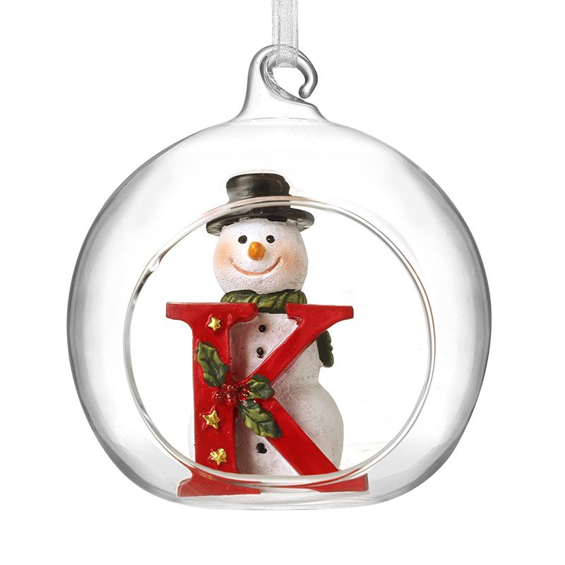 Glass Personal Snowman Bauble - Select your Letter - Perfect for Gifting