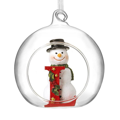Glass Personal Snowman Bauble - Select your Letter - Perfect for Gifting
