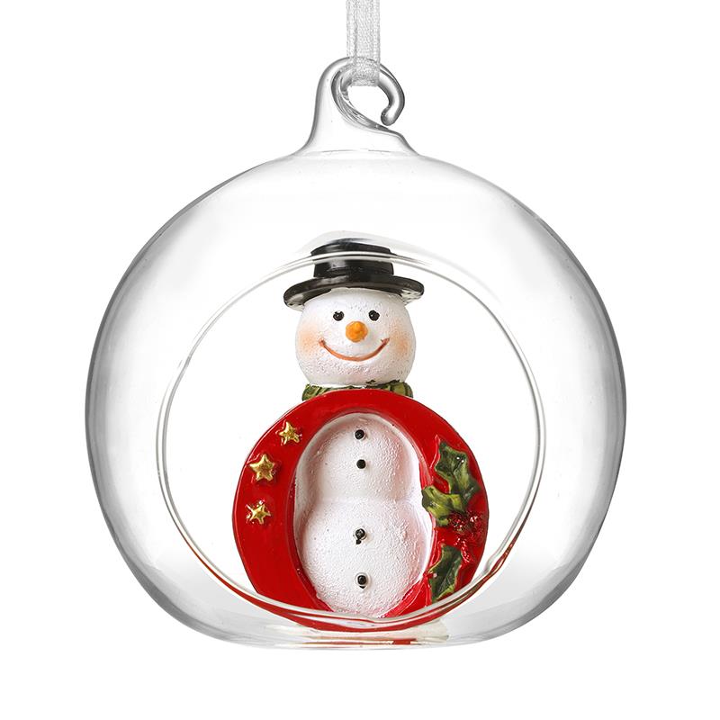 Glass Personal Snowman Bauble - Select your Letter - Perfect for Gifting
