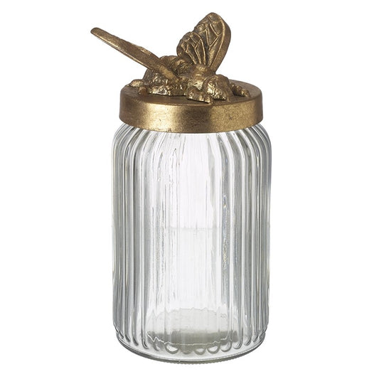 Metal Butterfly Top Glass Jar