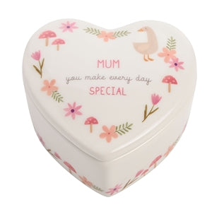 Ceramic Heart Trinket Box - Mum 8.5cm