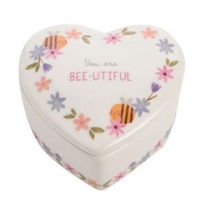 Ceramic Heart Trinket Box - Bee-utiful 8.5cm