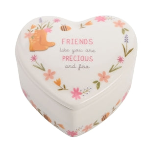 Ceramic Heart Trinket Box - Friends 8.5cm