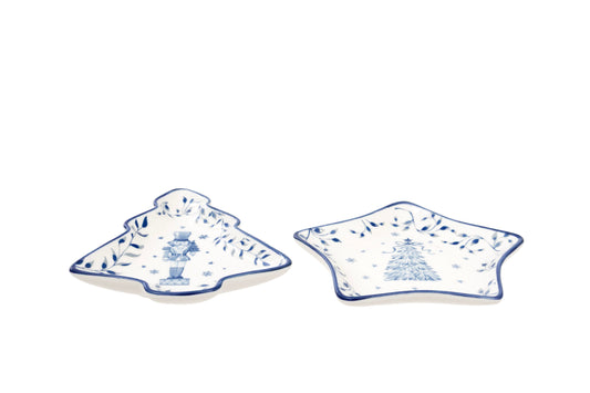 Festive Blue Ceramic Dish