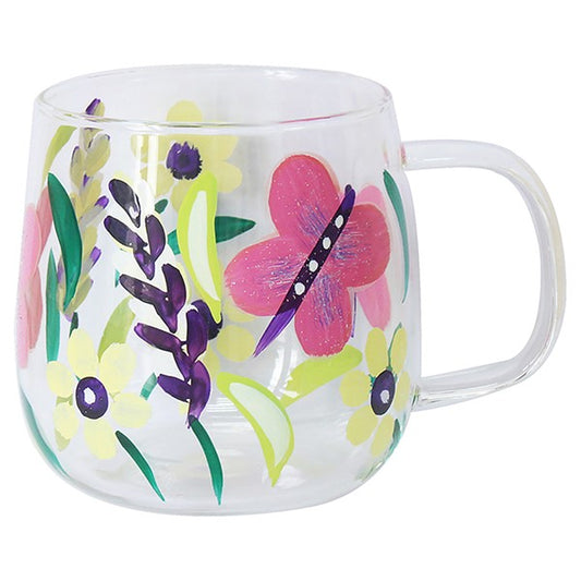 Hand Painted Glass Cup Butterflies