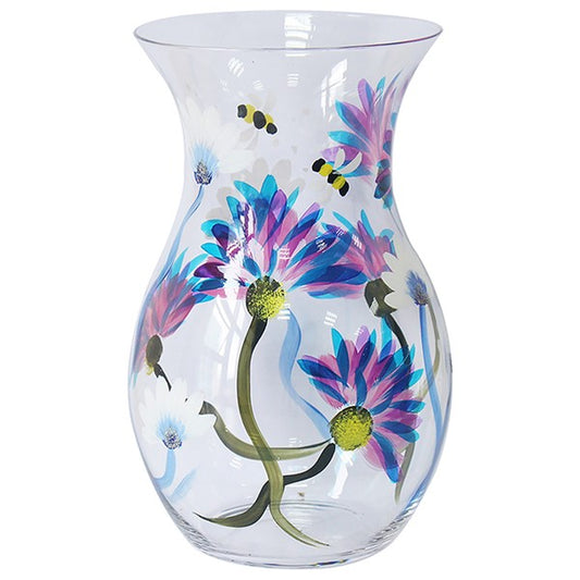 Hand Painted Glass Vase Thistle